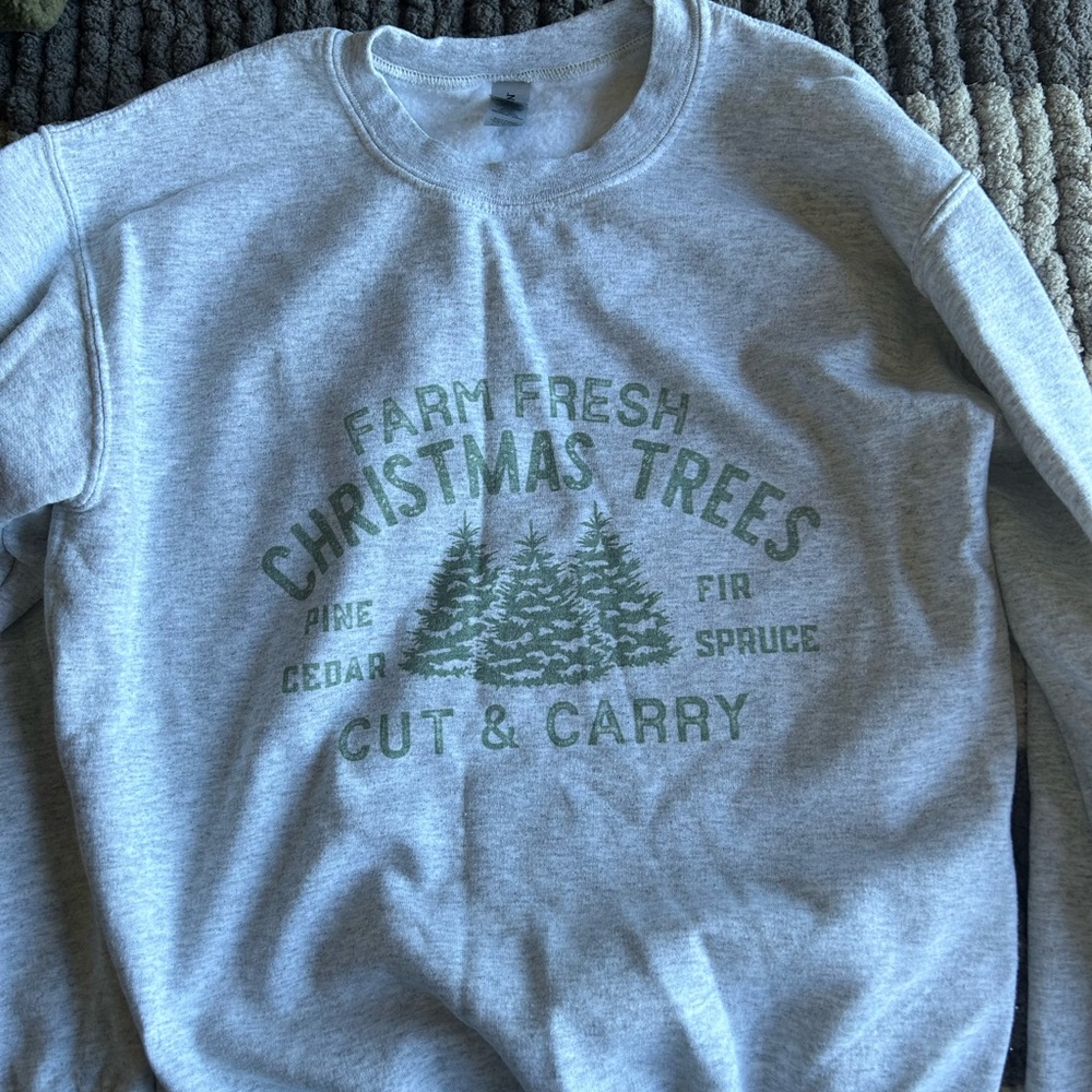 Gray Christmas Trees Graphic Sweatshirt